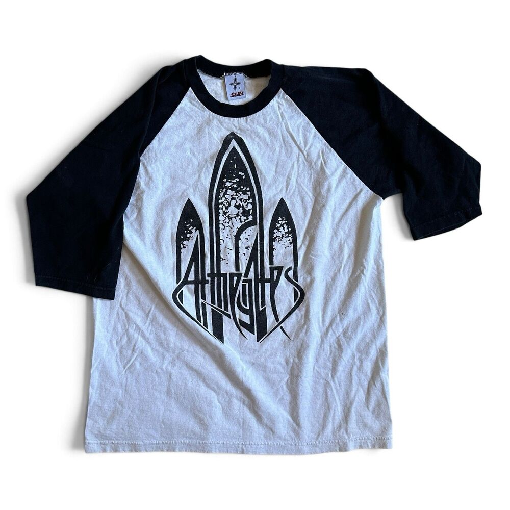 AT THE GATES Death Metal Band Merch, L, Raglan Baseball Tee SAMA, Black White